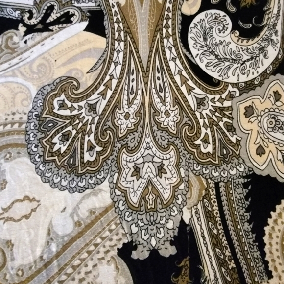 Lascana for Venus V-NECK  paisley brown, cream & black tunic belted top  sz S - Picture 6 of 13